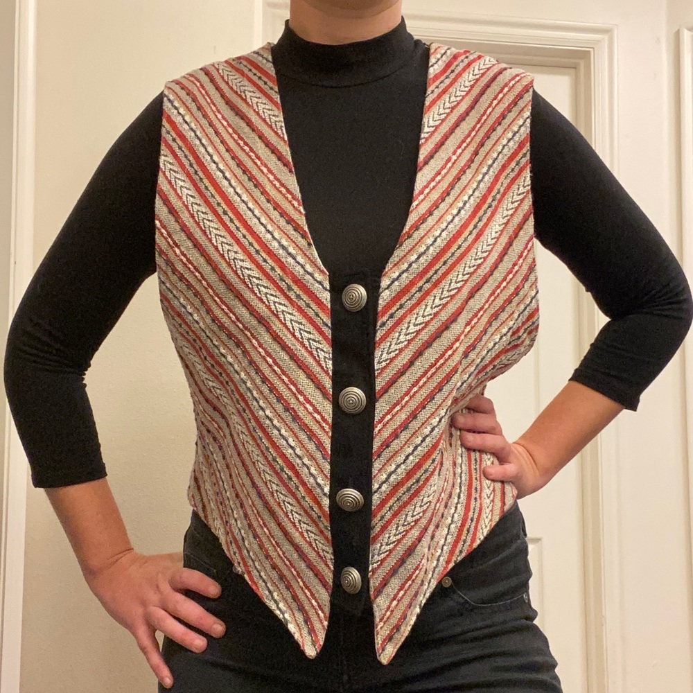 Western Textile Cowgirl Bar None Vest Vintage